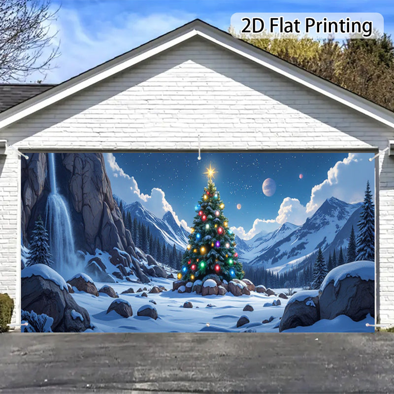 2D Banner de Puerta, 1 Pieza, Banner de Puerta de Navidad Festiva - Poliéster, Tema de Papá Noel, No Necesita Electricidad, Ideal para Decoración de Vacaciones, Fiestas de Halloween y Hawái, Decoración de Jardín al Aire Libre, Decoración de Navidad al Ai
