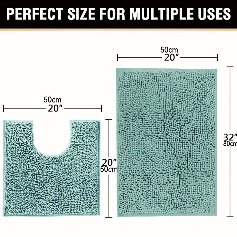 Alfombrilla De Baño De Chenilla De 2 Piezas, Alfombra De Baño En Forma De U Y Rectangular, Alfombra De Felpa Suave Y Peluda Para Baño, Alfombrilla De Inodoro Antideslizante Y Absorbente De Agua, Decoración De Baño