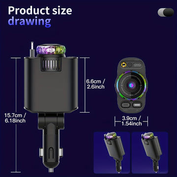 Carregador de Coche Aromaterapia Inteligente Cielo Estrellado, Diseño Plegable 5 en 1, Carga Rápida Compatible con iPhone 16/15/14/12/11, Sistema Dual para iOS y Android, Universal para Todos los Modelos de Vehículos y Marcas de Dispositivos