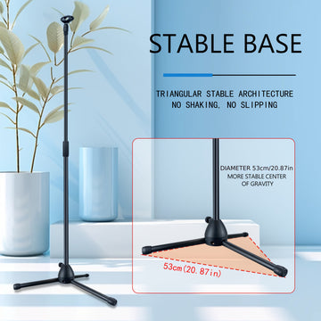 Soporte de Micrófono Metálico Ajustable con Base de Trípode - Soporte para Microfonía Resistente para Actuaciones en Vivo, Grabación de Estudio, Canto Callejero y Escenario, Apoyo Versátil, Construcción Robusta, Diseño Sólido, Soporte Estable, Configurac