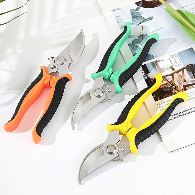 1pc Tijeras profesionales de acero inoxidable con mangos antropotécnicos y hojas finas de arena - 30% más eficientes en ahorro energético, ideales para ramas de árboles frutales y flores - diseño moderno sin baterías