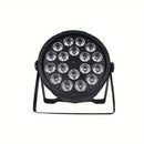 Luz LED Profesional de Escenario, 18x12W 4-en-1 RGBW Luz LED Profesional de Escenario con Control DMX, Diseño Flat Par, Soportes y Enchufe de Energía para DJs, Bodas y Fiestas