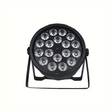 Luz LED Profesional de Escenario, 18x12W 4-en-1 RGBW Luz LED Profesional de Escenario con Control DMX, Diseño Flat Par, Soportes y Enchufe de Energía para DJs, Bodas y Fiestas