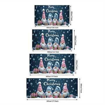 2D Banner de Puerta, 1 Pieza, Banner de Puerta de Noche de Navidad Festiva - Poliéster, Escena de Papá Noel con Nieve, Gnomos y Regalos, Perfecto para Decoraciones Navideñas, Bodas y Celebraciones al Aire Libre, Decoraciones Navideñas