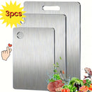 Juego de 3 tablas de cortar premium de acero inoxidable, ideales para frutas, verduras y carne. Tabla segura para alimentos, fácil de limpiar y duradera, perfecta para camping y senderismo