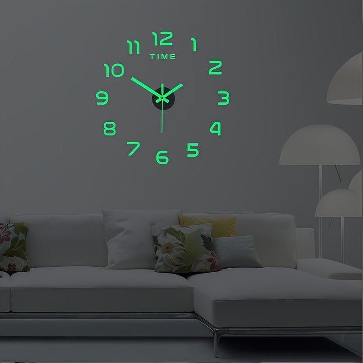 [Reloj Luminoso Silencioso de Pared] Reloj de Pared de Acrílico Luminoso Silencioso 1ud - Funciona con Batería, Números que Brillan en la Oscuridad, Instalación Fácil de Hacer Tú Mismo - Decoración para Sala de Estar y Dormitorio