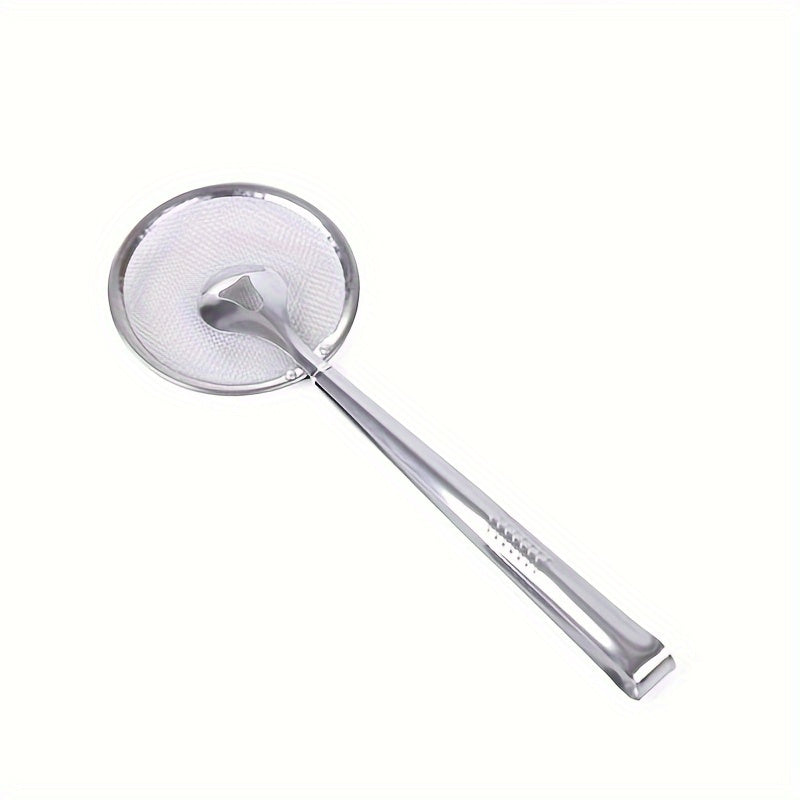 1 pieza de colador de aceite de acero inoxidable con malla fina - Herramienta de cocina resistente al calor para aceite de cocina, dumplings, spring rolls - Mango ergonómico, construcción sólida, elección profesional del chef, colador de aceite para coci