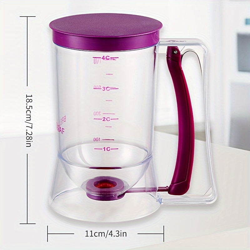 Separador y dispensador de masa para pastelitos, herramienta portátil, taza medidora con embudo para hornear sin ensuciar, artículos de cocina