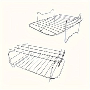 Juego de Accesorios para Freidora de Aire de Doble Cesta de 6 Piezas para Ninja DZ201 y Otros Modelos de 8QT-10QT - Incluye 2 Rejillas de Acero Inoxidable y 4 Brochetas, Ideal para Cocinar Eficientemente y Kebabs Gourmet