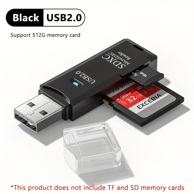 Lector de Tarjetas USB 2.0 de Doble Ranura para SD/TF - Diseño Compacto y de Alta Velocidad, Compatible con Portátiles, Tabletas, Cámaras y Múltiples Dispositivos, Leedor de Tarjetas Versátil | Accesorio Moderno | Construcción Duradera