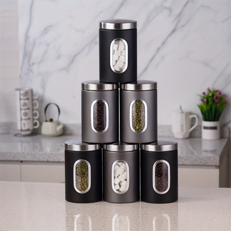3pcs Negro/gris, Contenedores de Alimentos, Cajas de Almacenamiento para Café, Azúcar, Té, Frijoles