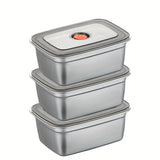 Juego de 3 Recipientes Herméticos para Alimentos de Acero Inoxidable 1500ml - Cajas Apilables y Seguras en Lavavajillas, Resistente a la Corrosión, Ideal para Cocina, Grado Alimenticio