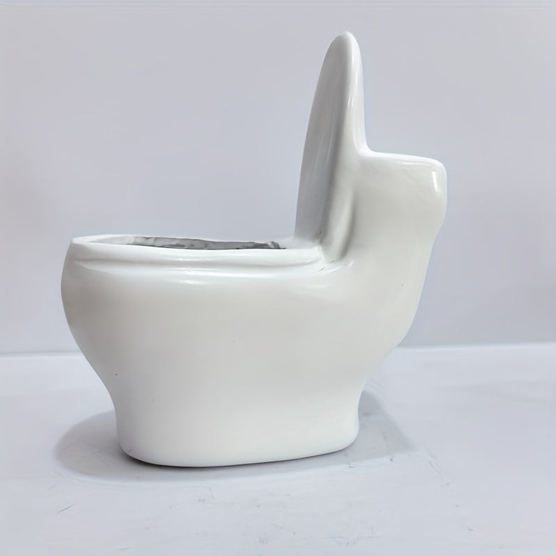 Maceta creativa de resina en forma de inodoro - Maceta blanca para suculentas y cactus con tapa, decoración única para el hogar en interiores y exteriores, para baño, cocina, jardín, decoración de baño.