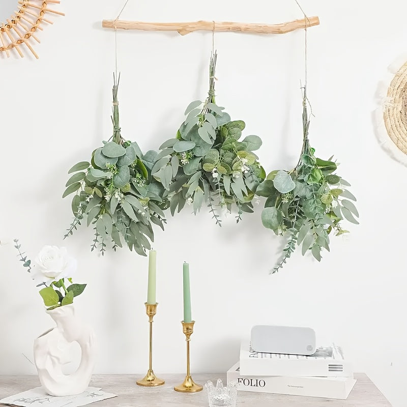 100 Piezas de Hojas Artificiales de Eucalipto Mixtas, 4 Tipos de Ramas de Eucalipto Plateado, Tallos Falsos para Arreglos Florales DIY, Decoración del Hogar Interior y Exterior