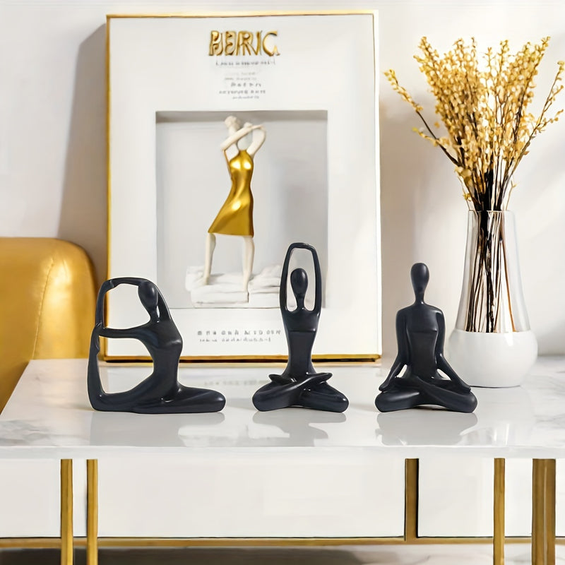 Decoración de Tres Piezas de Figura de Danza de Yoga para Dormitorio, Sala de Estar y Estudio, Hermosa Decoración Chen