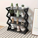 Estante de zapatos de 4 niveles que ahorra espacio - Estante de almacenamiento duradero de metal y plástico, adecuado para zapatos, botas, joyas, relojes - Diseño compacto negro/blanco, ideal para entrada, armario, espacios pequeños, organizador de pies