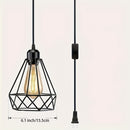 Lámpara de techo moderna de metal negro mate con interruptor, cable de 4,57 metros, base de bombilla media E26, eficiente en energía, montaje semibrillo, candelabro desmontable para salón, dormitorio, isla de cocina - 110V-130V enchufe estadounidense