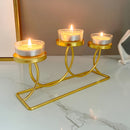 Portavelas Dorado de Múltiples Cabezas - Elegante Adorno de Mesa en Hierro con Acabado Pintura Horneada para Halloween, Navidad, Eid, Acción de Gracias - Sin Necesidad de Electricidad