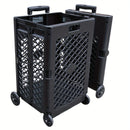 Carrito de Almacenamiento Plegable de 55L con 4 Ruedas - Portátil, Plegable, de Plástico para Cocina y Comedor, Negro