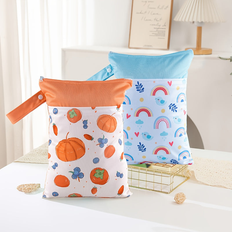 Bolsa de Almacenamiento con Doble Bolsillo y Estampado Posicionador, Paquete de Almacenamiento para Pañales, Paquete de Almacenamiento Deportivo para Viajes al Aire Libre, Bolsa Reutilizable para Padres