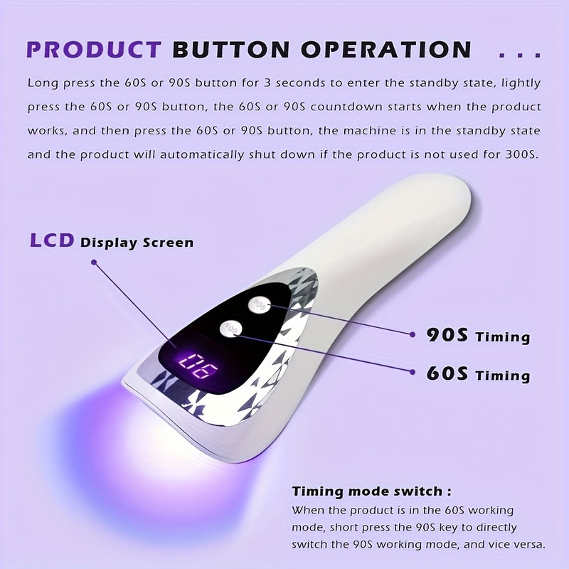 Lámpara de curado de uñas LED profesional - Secador de uñas portátil mini con batería de litio recargable, carga USB, diseño de plástico libre de formaldehído para manicura y pedicura, herramienta de arte de uñas