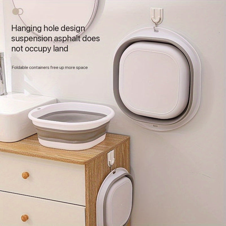 1pc Cubo Grande Plegable para Lavandería, Baño de Pies y Limpieza Facial - Cubeta de Plástico Resistente y Gruesa, Diseño Colapsable Ahorrador de Espacio, Portátil para Hogar, Viajes, Cocina o Baño - Regalo Ideal para Navidad/Halloween (Sin Necesidad de