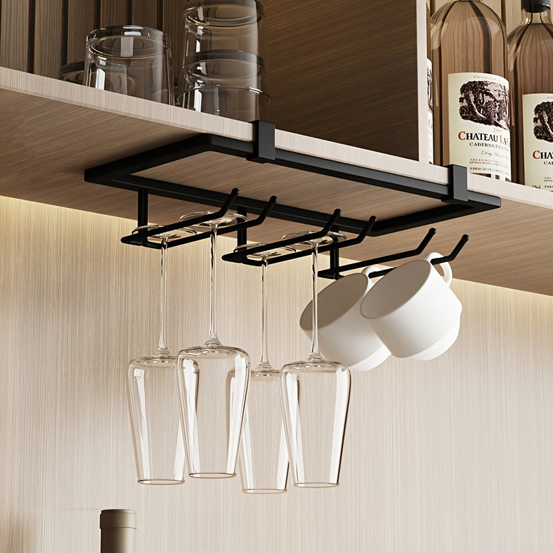 1 pieza de soporte para botellas colgante dorado y blanco en metal, organizador sin taladros para vinos, diseño ahorrador de espacio, ideal para cocinas modernas