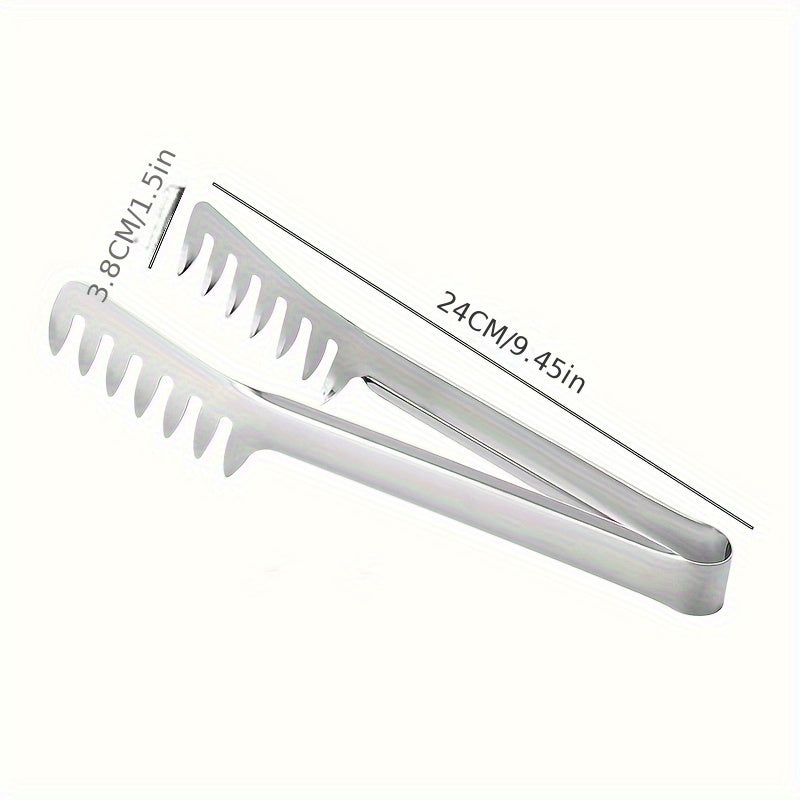 1 pinza para pasta de acero inoxidable, pinzas para servir comida en buffets, restaurantes y hogar, utensilios de cocina duraderos