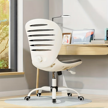 Silla de Dibujo Ergonómica sin Brazos con Altura Ajustable - Respaldo Alto, Asiento de Malla Transpirable, Fácil de Montar, Silla Giratoria con Ruedas - Ideal para Estudio, Aula, Laboratorio, Oficina en Casa, Silla de Escritorio