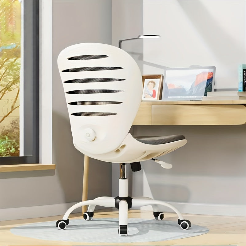 Silla de Dibujo Ergonómica sin Brazos con Altura Ajustable - Respaldo Alto, Asiento de Malla Transpirable, Fácil de Montar, Silla Giratoria con Ruedas - Ideal para Estudio, Aula, Laboratorio, Oficina en Casa, Silla de Escritorio