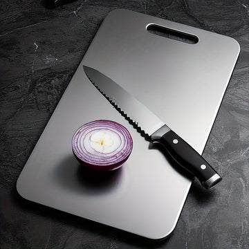 Juego de 3 tablas de cortar premium de acero inoxidable, ideales para frutas, verduras y carne. Tabla segura para alimentos, fácil de limpiar y duradera, perfecta para camping y senderismo