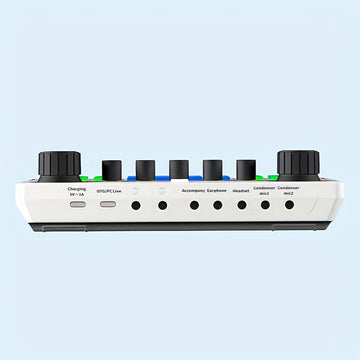 Interfaz de audio portátil Caster-All One-in-One con preamplificador de micrófono premium, carga USB, diseño compacto para podcasting, transmisión en vivo, DJ, PC y teléfonos inteligentes - Blanco, grabación de multimedia, equipo de estudio moderno, cons