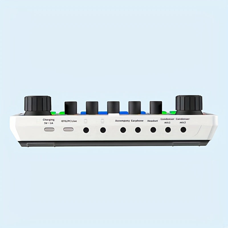 Interfaz de audio portátil Caster-All One-in-One con preamplificador de micrófono premium, carga USB, diseño compacto para podcasting, transmisión en vivo, DJ, PC y teléfonos inteligentes - Blanco, grabación de multimedia, equipo de estudio moderno, cons