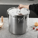 Contenedor de acero inoxidable para alimentos LEOZ de 10.89 kg y 19.96 kg, con marcas de medición y tapa abatible - Libre de BPA, multiusos para granos, arroz, alimento para mascotas, ideal para organizar la despensa de cocina