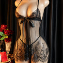 Lencería sexy, camisón con falda corta con abertura, incluye: camisón con falda + tanga, elegante camisón de noche para mujeres, camisón seductor para la cama, bata de batalla apasionada