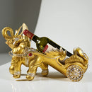 Rack de Vino de Elefante Pintado a Mano con Resina y Detalles en Cristal - Decoración de Lujo Dorada y Roja para Sala de Estar, Mesa de Comedor, Bar - Regalo Único de Inauguración de Casa, Decoración de Elefantes