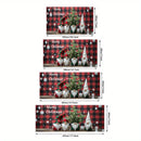 2D Banner de Puerta, 1 Pieza, Banner de Puerta de Navidad Festiva con Gnomos y Árboles - Poliéster, Cuadros Rojos y Negros con Copos de Nieve, Perfecto para Decoración de Vacaciones, Bodas y Celebraciones al Aire Libre, Decoraciones de Navidad con Gnomos