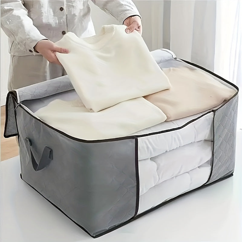 1 Bolsa De Edredón Con Cremallera Bolsa De Almacenamiento De Ropa Grande, Bolsa Organizadora De Ropa Con Asa Ventana Transparente, Contenedor De Almacenamiento Para Manta De Edredón