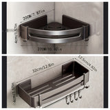 1/2/3 Piezas Estante de Aluminio para Baño Sin Taladro - Repisa de Esquina Montada en Pared para Champú, Maquillaje y Accesorios