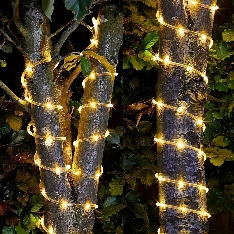 Luces solares LED para jardín, tira de luces solares para exteriores, decoración de fiestas, bodas, Navidad, Halloween, 8 modos de luz con sensor inteligente