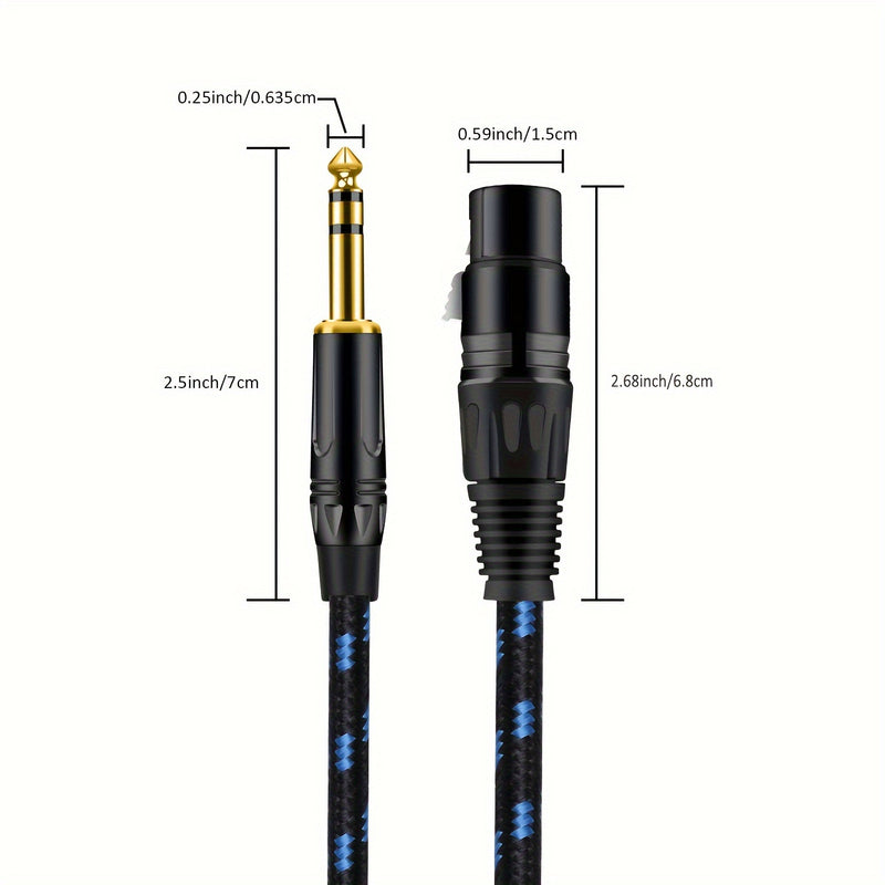 Cable de Audio Balanceado DREMAKE Premium de XLR a 1/4" - Bañado en Oro, Interconexión de Señal Sin Ruido para Micrófonos, Amplificadores y Más - Disponible en Múltiples Longitudes