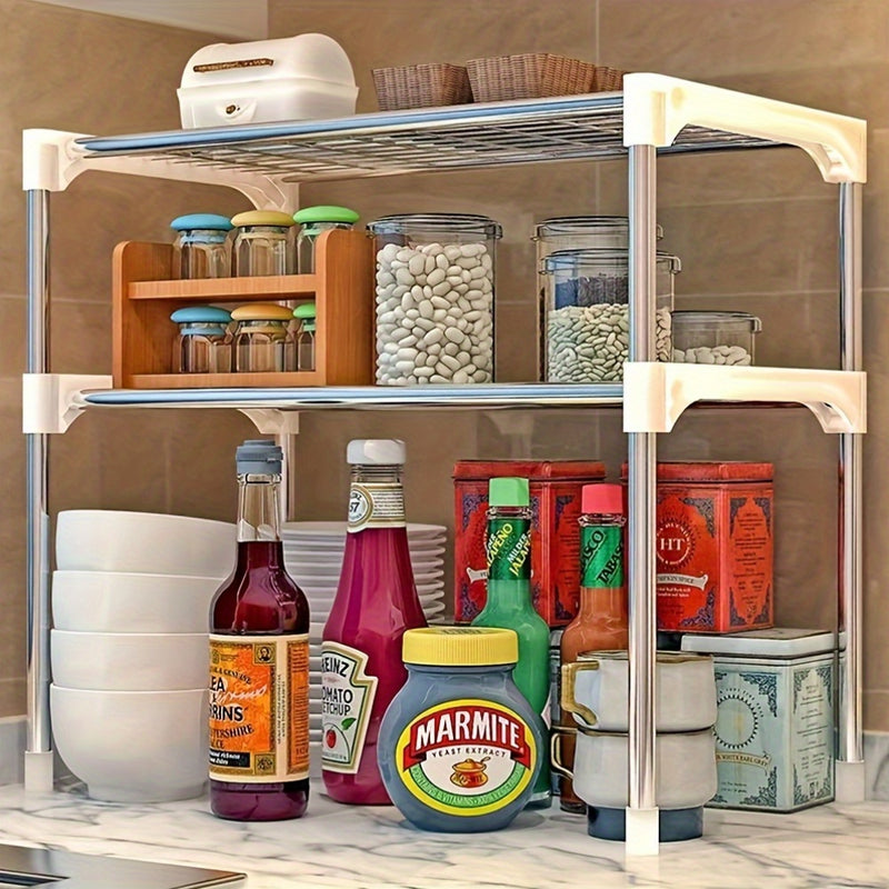 1 unidad de estantería de cocina de varias capas moderna, construcción de metal y PVC, diseño de estantería abierta, requiere ensamblaje, no necesita energía eléctrica, ideal para encimeras, fregaderos y hornos microondas