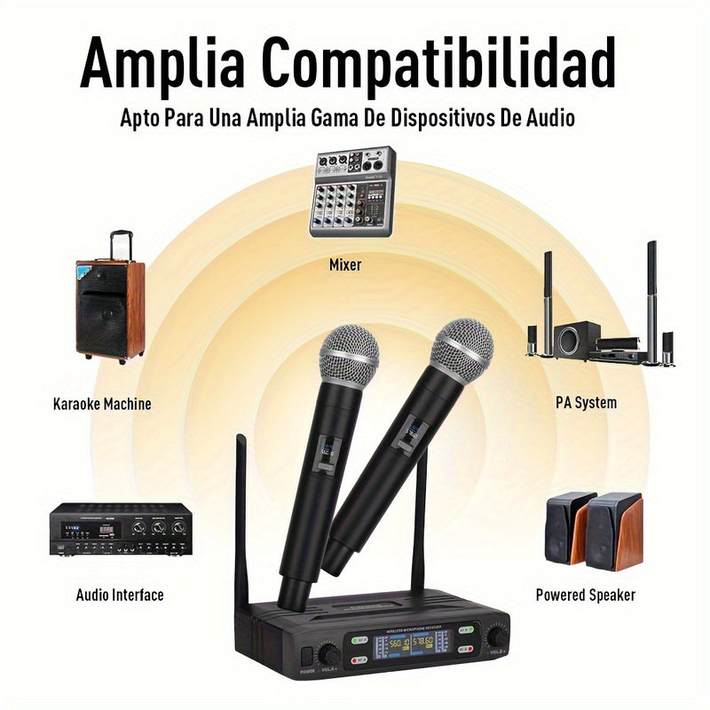 Sistema de micrófonos inalámbricos dual profesional LMBGM con receptor portátil - Conector XLR, control de volumen, ideal para karaoke en casa, presentaciones en vivo y regalos, micrófono inalámbrico portátil | Herramienta de audio versátil | Micrófono d