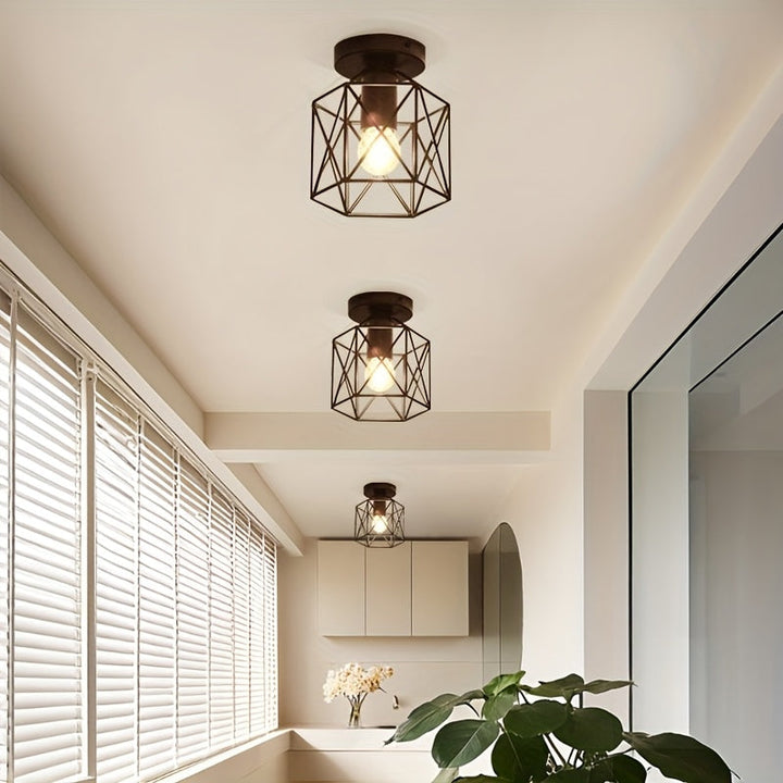 Araña de techo estilo industrial retro rural con base para bombilla E27 para pasillo, cocina, entrada y escalera (sin bombilla)