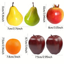 6 piezas de frutas artificiales sólidas - Falsa pera amarilla, naranja, granada, manzana roja Fuji - Decoración del hogar para fiestas de Navidad, adornos navideños, todas las estaciones adecuadas