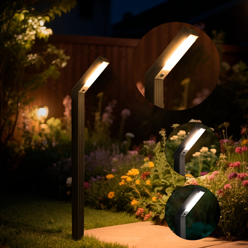 Luz solar exterior HOTU - Iluminación solar de 12 horas para senderos, aceras, garajes, senderos de paisaje, iluminación de paisaje | Luz exterior moderna | Soporte de plástico duradero, luces solares