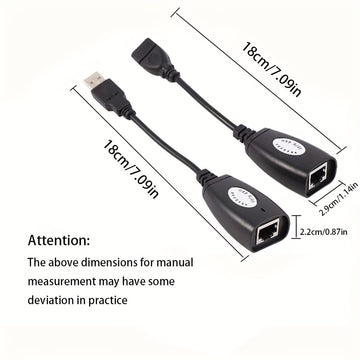Adaptador de Extensión Ethernet Mini USB RJ45 de Alta Calidad, Extensor USB a RJ45 con Conector para Cable Cat5/Cat5e/Cat6/Cat7/Cat8, Soporta Longitudes Hasta 50m para Cables de Red Local