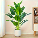 Arbusto artificial de plátano gigante de 4 estaciones de 47,24 pulgadas - 24 hojas grandes, 11,81 pulgadas, ideal para hogar, hotel, oficina, bodas, fiestas, decoración de porches, jardines de cajas de ventanas, perfecto para el Día de Acción de Gracias