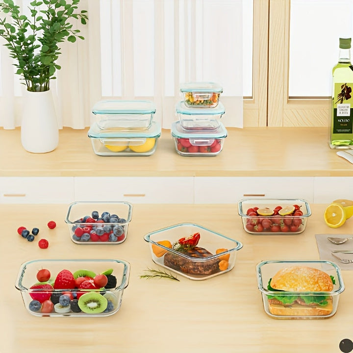 2 piezas de caja de vidrio para almacenamiento con gran capacidad, apta para refrigerador y microondas. Ideal como lonchera portátil para trabajo o residencia