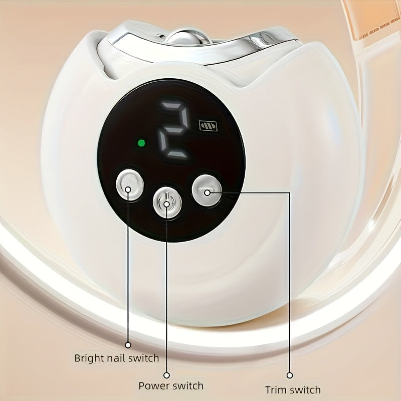 ¡Esencial para el Hogar! Cortaúñas Eléctrico 2 en 1 con Luz LED | Funciones de Recorte y Pulido | Cabeza Giratoria 360° | Ajuste de 3 Velocidades | Batería de Litio de Carga Rápida USB | Precisión Nivel Salón | Diseño Portátil